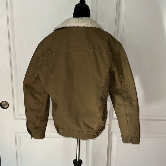 NWOT LEVIS CLASSIC TAN BROWN SHERPA TRUCKER JACKET BUTTON UP - Picture 2 of 7